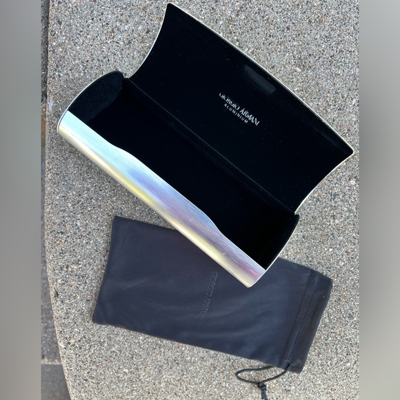 🕶️🔥Aluminum Silver Glasses/Sunglasses Metal Hard Clamshell Case Giorgio Armani - Picture 16 of 17